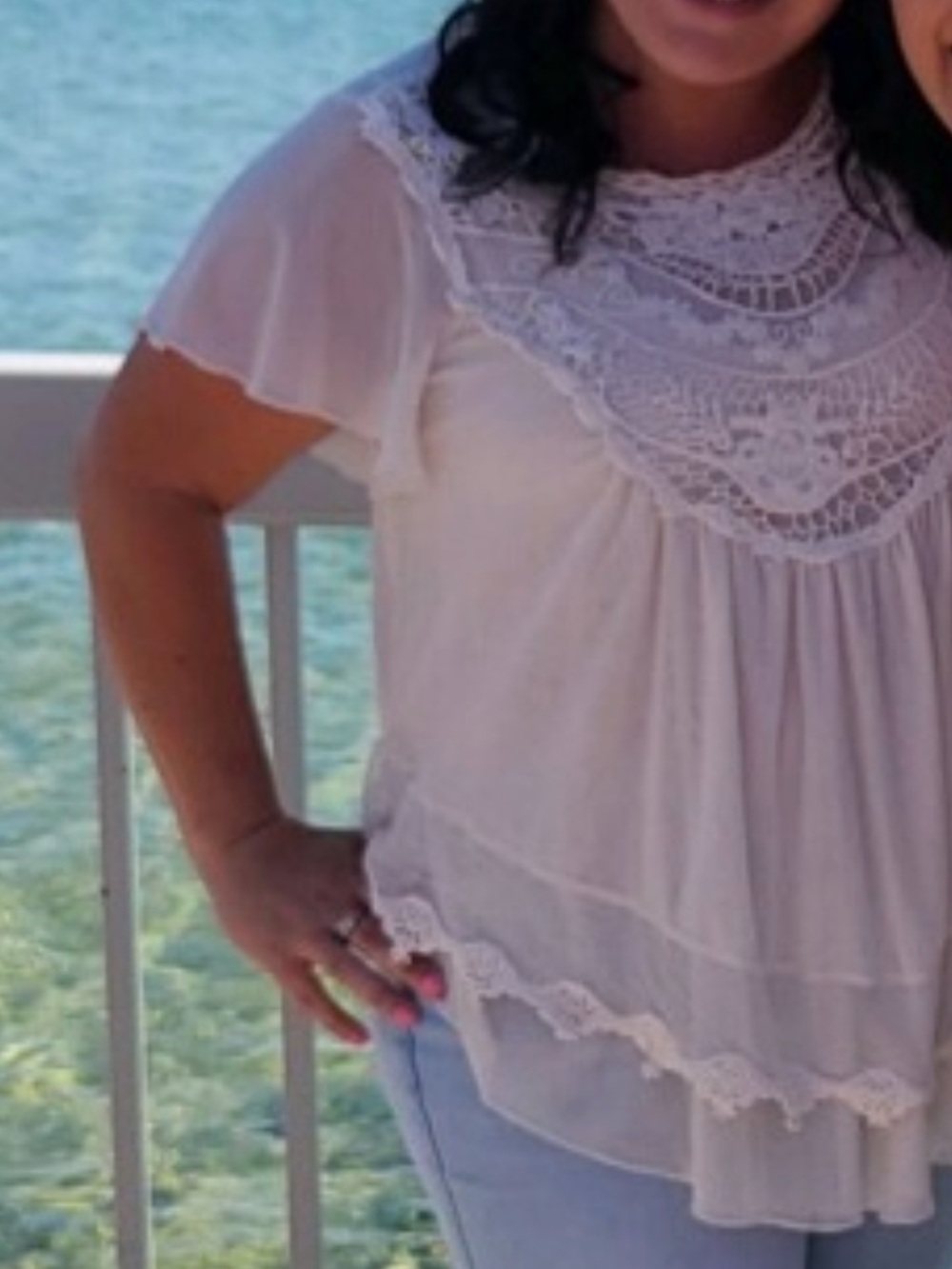 Ultra Pink Cream Lace Blouse - Picture 4 of 4